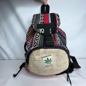 Pure Hemp Made in Nepal Natural Hemp Backpack. 100% Cotton. Multicolored